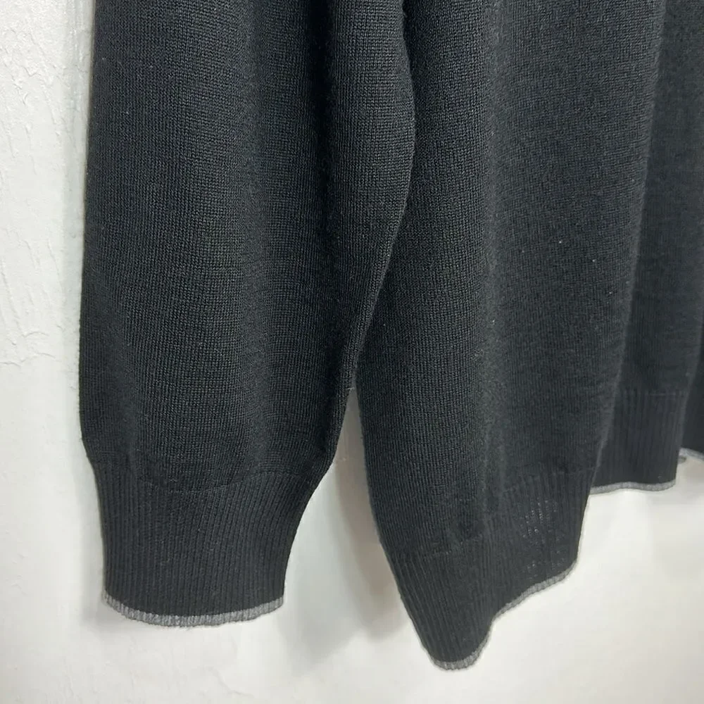 Gianni Marcelo Fine Merino Wool Blend 1/4 Zip Double Mock Neck Size XL